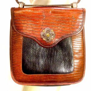 Brighton Mock Crock Flap Saddle Shoulder Bag